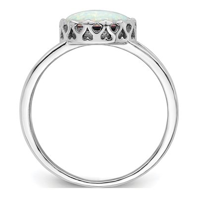 Sterling Silver Lab-Created Opal Inlay Ring – view 3