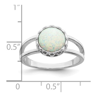 Sterling Silver Lab-Created Opal Inlay Ring – view 4