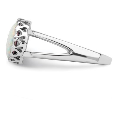 Sterling Silver Lab-Created Opal Inlay Ring – view 5