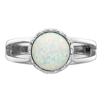 Sterling Silver Lab-Created Opal Inlay Ring – view 6