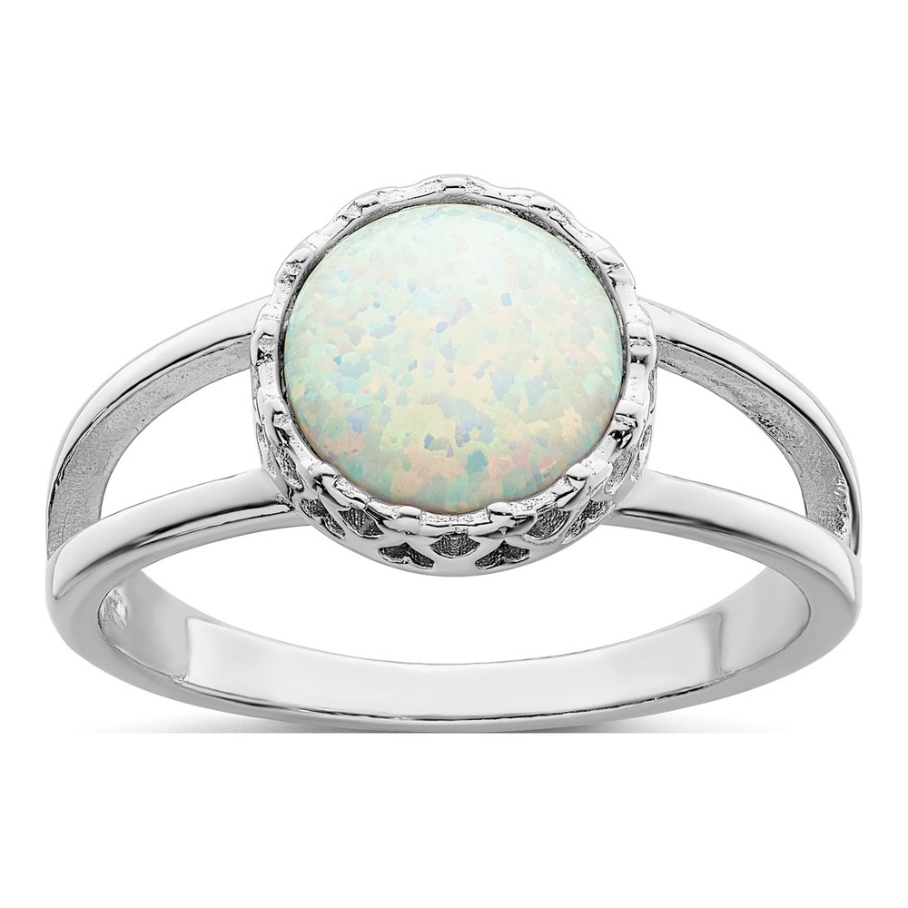 Sterling Silver Lab-Created Opal Inlay Ring