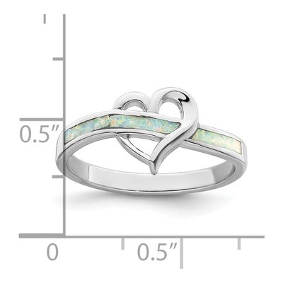 Sterling Silver Lab-Created Opal Heart Ring – view 4