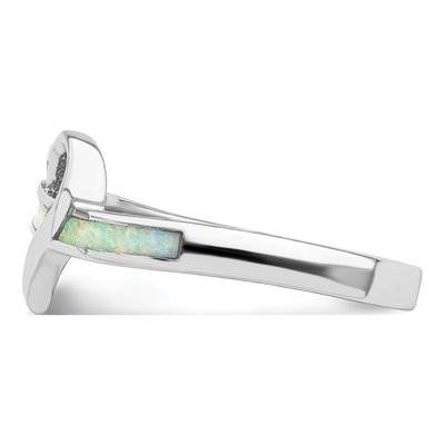 Sterling Silver Lab-Created Opal Heart Ring – view 5