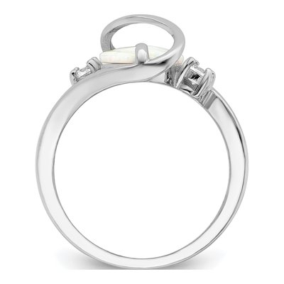 Sterling Silver Lab-Created Opal & CZ Twist Ring – view 3