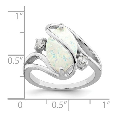 Sterling Silver Lab-Created Opal & CZ Twist Ring – view 4