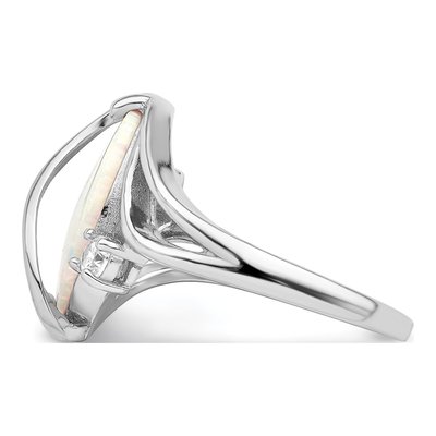 Sterling Silver Lab-Created Opal & CZ Twist Ring – view 5