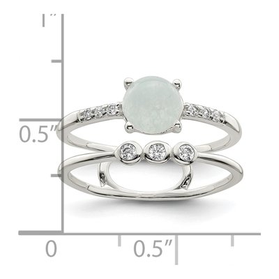 Sterling Silver CZ Quartzite Double Ring – view 4