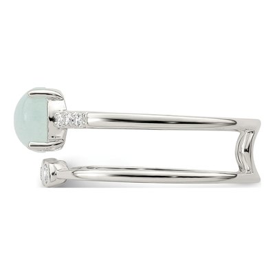 Sterling Silver CZ Quartzite Double Ring – view 5