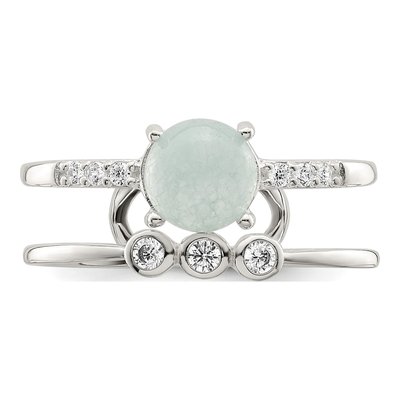 Sterling Silver CZ Quartzite Double Ring – view 6