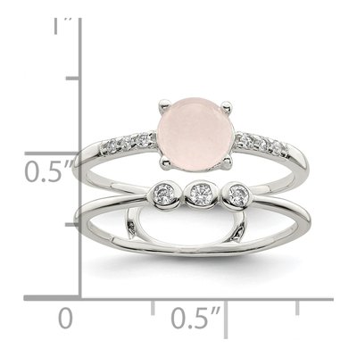 Sterling Silver CZ Quartzite Double Ring – view 4