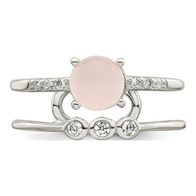 Sterling Silver CZ Quartzite Double Ring – view 6