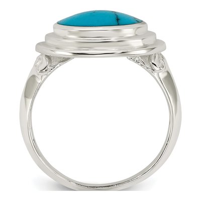 Sterling Silver Round Simulated Turquoise Ring – view 3