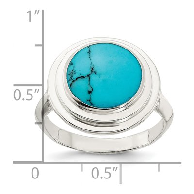 Sterling Silver Round Simulated Turquoise Ring – view 4