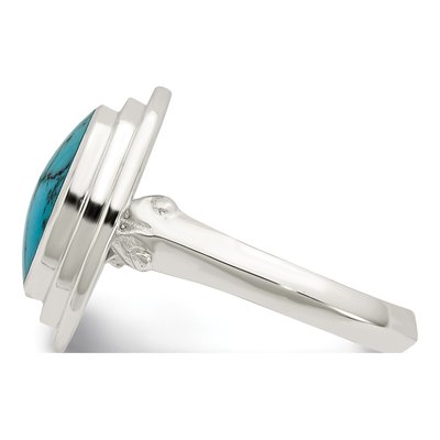 Sterling Silver Round Simulated Turquoise Ring – view 5