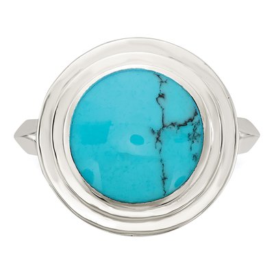 Sterling Silver Round Simulated Turquoise Ring – view 6