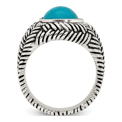 Sterling Silver Simulated Turquoise Ring – view 3