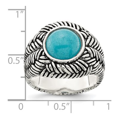 Sterling Silver Simulated Turquoise Ring – view 4
