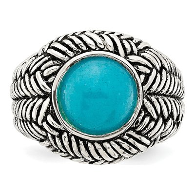Sterling Silver Simulated Turquoise Ring – view 6