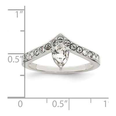 Sterling Silver Crystal & CZ Teardrop Ring – view 4