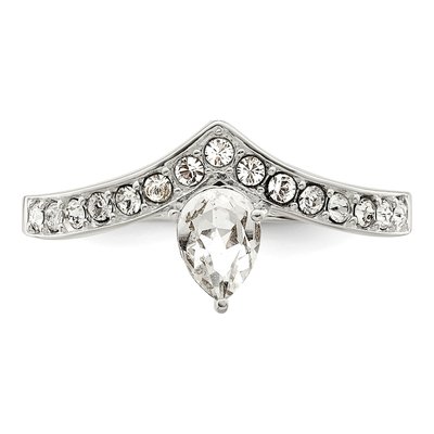 Sterling Silver Crystal & CZ Teardrop Ring – view 6