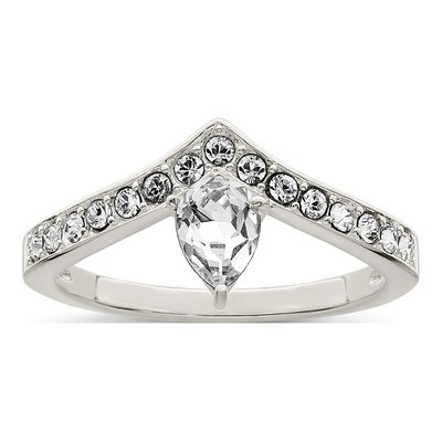 Sterling Silver Crystal & CZ Teardrop Ring