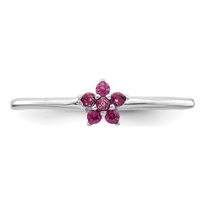 Sterling Silver CZ Flower Ring – view 6
