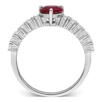 Sterling Silver Lab-Created Ruby & CZ Heart Ring – view 3