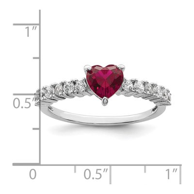 Sterling Silver Lab-Created Ruby & CZ Heart Ring – view 4