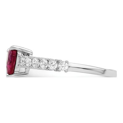 Sterling Silver Lab-Created Ruby & CZ Heart Ring – view 5