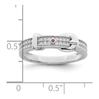 Sterling Silver CZ Corundum Buckle Ring – view 4
