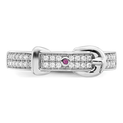 Sterling Silver CZ Corundum Buckle Ring – view 6