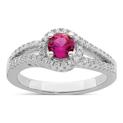Sterling Silver CZ Corundum Ring