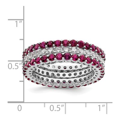 Sterling Silver Pink & White CZ 3 Ring Set – view 4