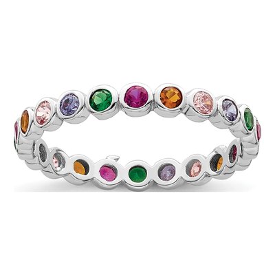 Sterling Silver CZ Multi-Color Ring