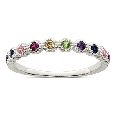 Sterling Silver CZ Rainbow Ring