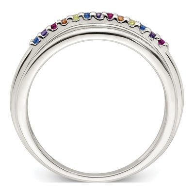Sterling Silver CZ Rainbow 3-Band Ring – view 3