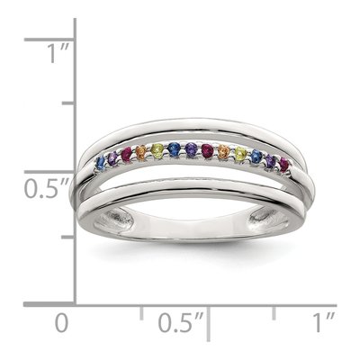 Sterling Silver CZ Rainbow 3-Band Ring – view 4