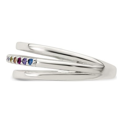 Sterling Silver CZ Rainbow 3-Band Ring – view 5