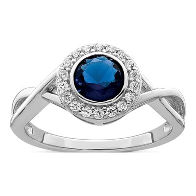 Sterling Silver CZ Glass Ring