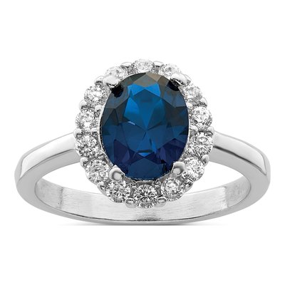 Sterling Silver CZ Oval Ring