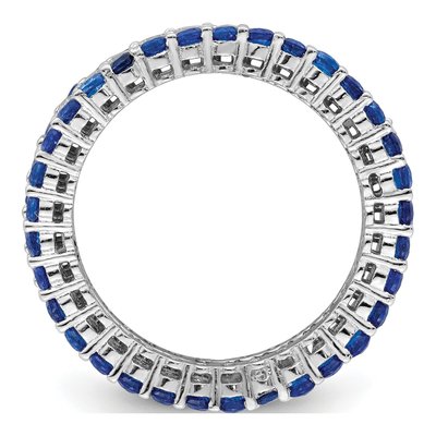 Sterling Silver Blue & White CZ 3 Ring Set – view 3