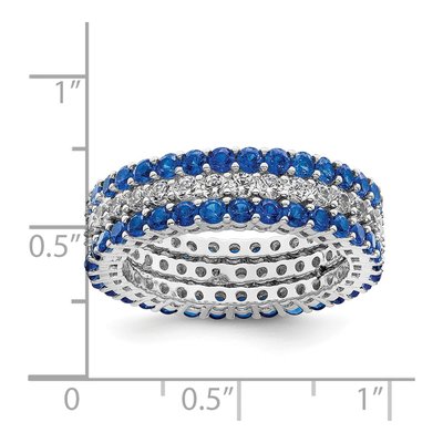 Sterling Silver Blue & White CZ 3 Ring Set – view 4