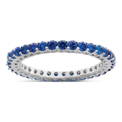 Sterling Silver Blue & White CZ 3 Ring Set – view 6