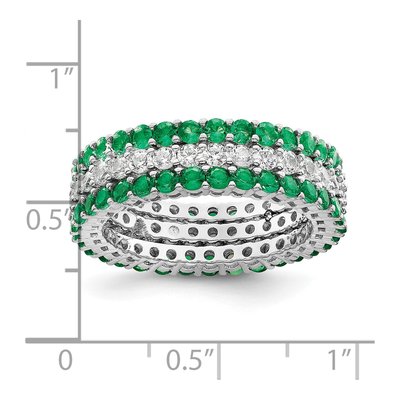 Sterling Silver Green & White CZ 3-Ring Set – view 4