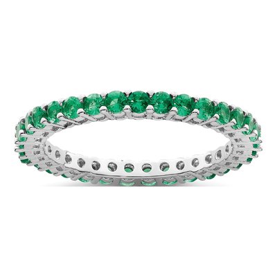 Sterling Silver Green & White CZ 3-Ring Set – view 6