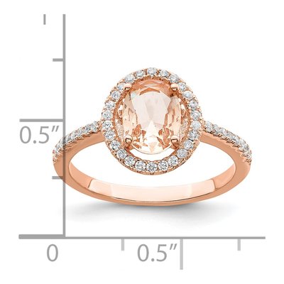 Rose Gold-Plated Sterling Silver CZ Oval Ring – view 4