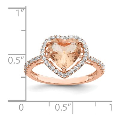Rose Gold-Plated Sterling Silver CZ Heart Ring – view 3