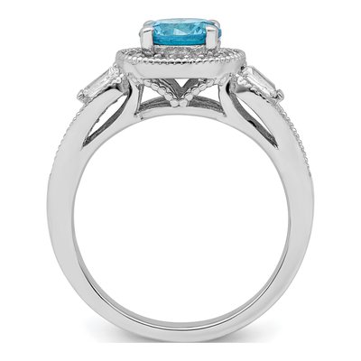 Sterling Silver CZ Aqua Ring – view 3