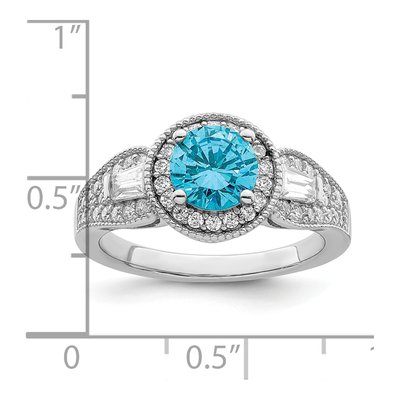 Sterling Silver CZ Aqua Ring – view 4