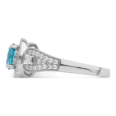 Sterling Silver CZ Aqua Ring – view 5